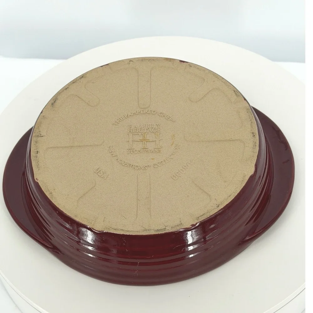 Pampered Chef Family Heritage Stoneware Burgundy‎ Baking Dish 7